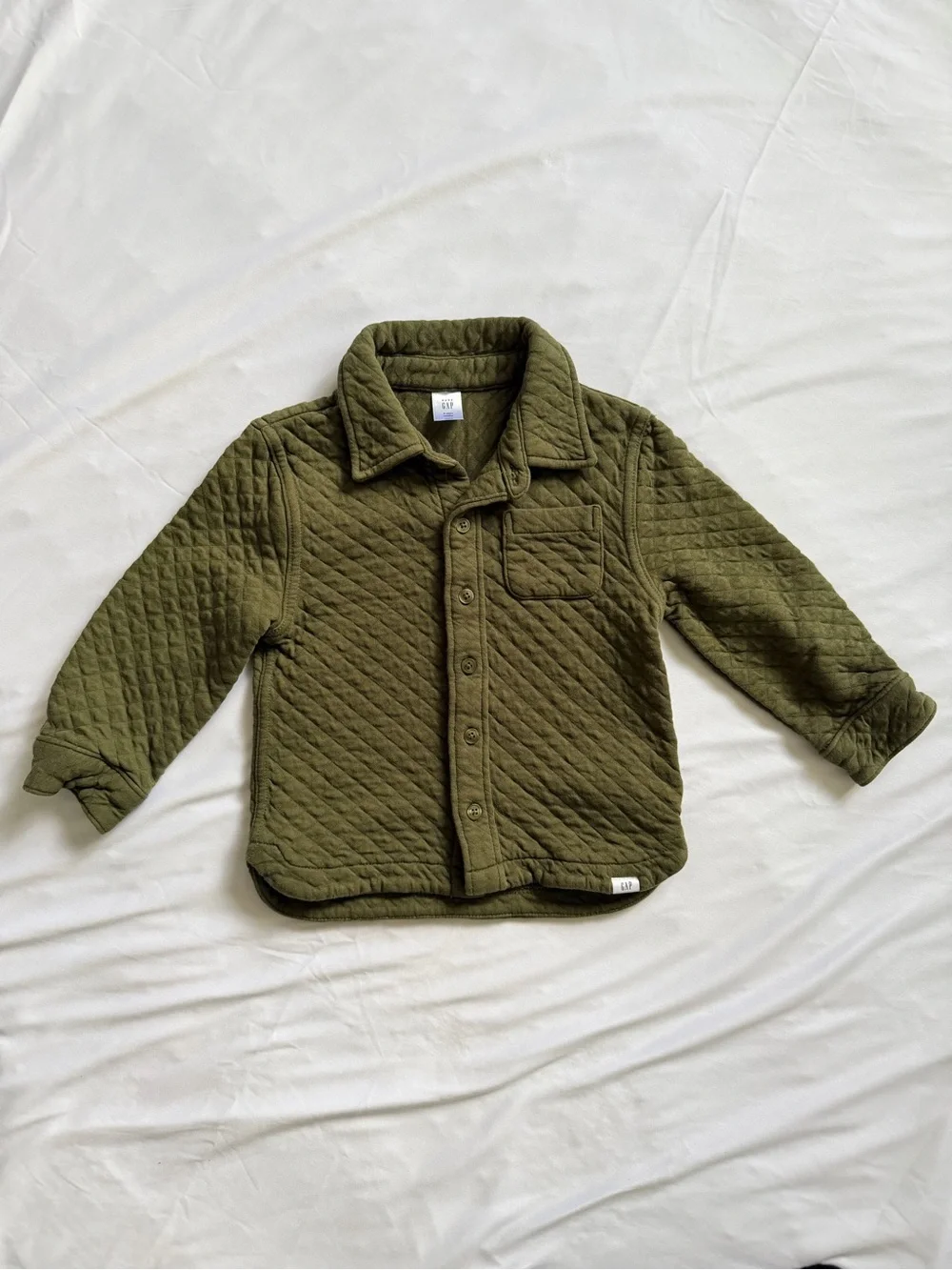 Baby Gap Toddler 3T Olive Green Quilted Shirt Jacket Shacket